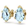 Aquamarine Earrings: Aquamarine Jewelry: 2 1/3 Carat Pear Shape Aquamarine Stud Earrings In 14K Yellow Gold Over Sterling Silver Image-2