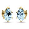 Aquamarine Earrings: Aquamarine Jewelry: 2 1/3 Carat Pear Shape Aquamarine Stud Earrings In 14K Yellow Gold Over Sterling Silver Image-3