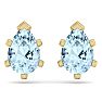 Aquamarine Earrings: Aquamarine Jewelry: 2 1/3 Carat Pear Shape Aquamarine Stud Earrings In 14K Yellow Gold Over Sterling Silver Image-4