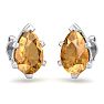 2 Carat Pear Shape Citrine Stud Earrings In Sterling Silver Image-3