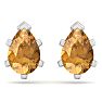 2 Carat Pear Shape Citrine Stud Earrings In Sterling Silver Image-4