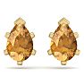 2 Carat Pear Shape Citrine Stud Earrings In 14K Yellow Gold Over Sterling Silver Image-4