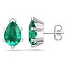 2 1/3 Carat Pear Shape Emerald Stud Earrings In Sterling Silver Image-1