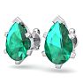 2 1/3 Carat Pear Shape Emerald Stud Earrings In Sterling Silver Image-2