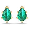 2 1/3 Carat Pear Shape Emerald Stud Earrings In 14K Yellow Gold Over Sterling Silver Image-4