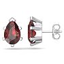 Garnet Earrings: Garnet Jewelry: 3 Carat Pear Shape Garnet Stud Earrings In Sterling Silver Image-1