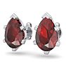 Garnet Earrings: Garnet Jewelry: 3 Carat Pear Shape Garnet Stud Earrings In Sterling Silver Image-2