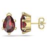 Garnet Earrings: Garnet Jewelry: 3 Carat Pear Shape Garnet Stud Earrings In 14K Yellow Gold Over Sterling Silver Image-1