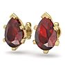 Garnet Earrings: Garnet Jewelry: 3 Carat Pear Shape Garnet Stud Earrings In 14K Yellow Gold Over Sterling Silver Image-2