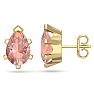 2-1/3 Carat Pear Shape Morganite Earrings Studs In 14K Yellow Gold Over Sterling Silver Image-1