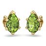 2 3/4 Carat Pear Shape Peridot Stud Earrings In 14K Yellow Gold Over Sterling Silver Image-3