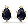 3 1/5 Carat Pear Shape Sapphire Stud Earrings In 14K Yellow Gold Over Sterling Silver Image-4