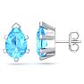 3 Carat Pear Shape Blue Topaz Stud Earrings In Sterling Silver Image-1