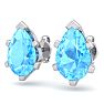 3 Carat Pear Shape Blue Topaz Stud Earrings In Sterling Silver Image-2
