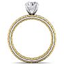 Moissanite Engagement Ring; 1 1/2 Carat Round Shape Moissanite Bridal Set In Quilted 14 Karat White and Yellow Gold Image-2