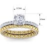 Moissanite Engagement Ring; 1 1/2 Carat Round Shape Moissanite Bridal Set In Quilted 14 Karat White and Yellow Gold Image-5