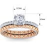 Moissanite Engagement Ring; 1 1/2 Carat Round Shape Moissanite Bridal Set In Quilted 14 Karat White and Rose Gold Image-5