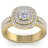 1 1/2 Carat Double Halo Diamond Engagement Ring In 14 Karat Yellow Gold Image-1
