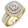 1 1/2 Carat Double Halo Diamond Engagement Ring In 14 Karat Yellow Gold Image-2
