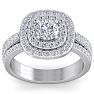 1 3/4 Carat Double Halo Diamond Engagement Ring In 14 Karat White Gold Image-1