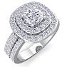 1 3/4 Carat Double Halo Diamond Engagement Ring In 14 Karat White Gold Image-2