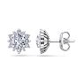 1 Carat Round Shape Flower Halo Diamond Stud Earrings In 14 Karat White Gold Image-1