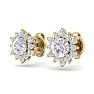 1 Carat Round Shape Flower Halo Diamond Stud Earrings In 14 Karat Yellow Gold Image-2
