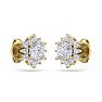 1 Carat Round Shape Flower Halo Diamond Stud Earrings In 14 Karat Yellow Gold Image-4