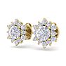 1 1/2 Carat Round Shape Flower Halo Moissanite Stud Earrings In 14 Karat Yellow Gold Image-2
