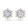 1 1/2 Carat Round Shape Flower Halo Moissanite Stud Earrings In 14 Karat Yellow Gold Image-3