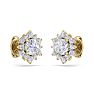 1 1/2 Carat Round Shape Flower Halo Moissanite Stud Earrings In 14 Karat Yellow Gold Image-4