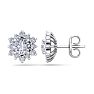 1 1/2 Carat Round Shape Flower Halo Diamond Stud Earrings In 14 Karat White Gold Image-1
