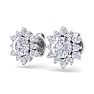 1 1/2 Carat Round Shape Flower Halo Diamond Stud Earrings In 14 Karat White Gold Image-2