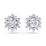 1 1/2 Carat Round Shape Flower Halo Diamond Stud Earrings In 14 Karat White Gold Image-3