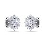 1 1/2 Carat Round Shape Flower Halo Diamond Stud Earrings In 14 Karat White Gold Image-4