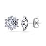 2 Carat Round Shape Flower Halo Diamond Stud Earrings In 14 Karat White Gold Image-1