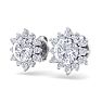 2 Carat Round Shape Flower Halo Diamond Stud Earrings In 14 Karat White Gold Image-2