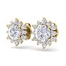 2 Carat Round Shape Flower Halo Diamond Stud Earrings In 14 Karat Yellow Gold Image-2