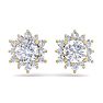 2 Carat Round Shape Flower Halo Diamond Stud Earrings In 14 Karat Yellow Gold Image-3