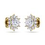 2 Carat Round Shape Flower Halo Diamond Stud Earrings In 14 Karat Yellow Gold Image-4