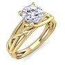 Round Engagement Rings, 1 Carat Round Diamond Solitaire Intricate Vine Engagement Ring Crafted In 14 Karat Yellow Gold Image-2