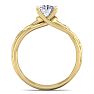 Round Engagement Rings, 1 Carat Round Diamond Solitaire Intricate Vine Engagement Ring Crafted In 14 Karat Yellow Gold Image-3