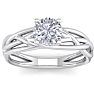 Round Engagement Rings, 1 Carat Round Diamond Solitaire Intricate Vine Engagement Ring Crafted In 14 Karat White Gold Image-1