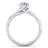Round Engagement Rings, 1 Carat Round Diamond Solitaire Intricate Vine Engagement Ring Crafted In 14 Karat White Gold Image-3