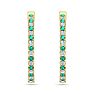 5 Carat Emerald and Diamond Hoop Earrings In 14 Karat Yellow Gold, 1 1/4 Inch Image-3