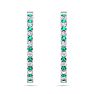 3 1/2 Carat Emerald and Diamond Hoop Earrings In 14 Karat White Gold, 1 Inch Image-3