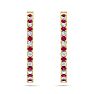 3 1/2 Carat Ruby and Diamond Hoop Earrings In 14 Karat Yellow Gold, 1 Inch Image-3