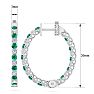 3 Carat Emerald and Diamond Hoop Earrings In 14 Karat White Gold, 3/4 Inch Image-4