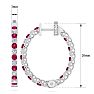 3 Carat Ruby and Diamond Hoop Earrings In 14 Karat White Gold, 3/4 Inch Image-4