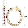 3 Carat Ruby and Diamond Hoop Earrings In 14 Karat Yellow Gold, 3/4 Inch Image-4